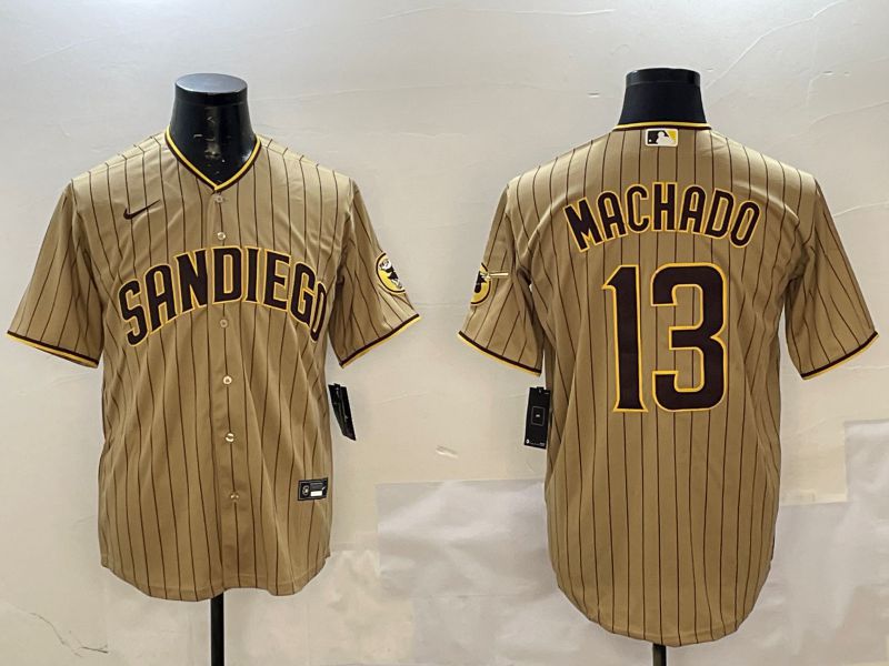 Men San Diego Padres 13 Machado Brown Stripe Game 2025 Nike MLB Jersey style 1